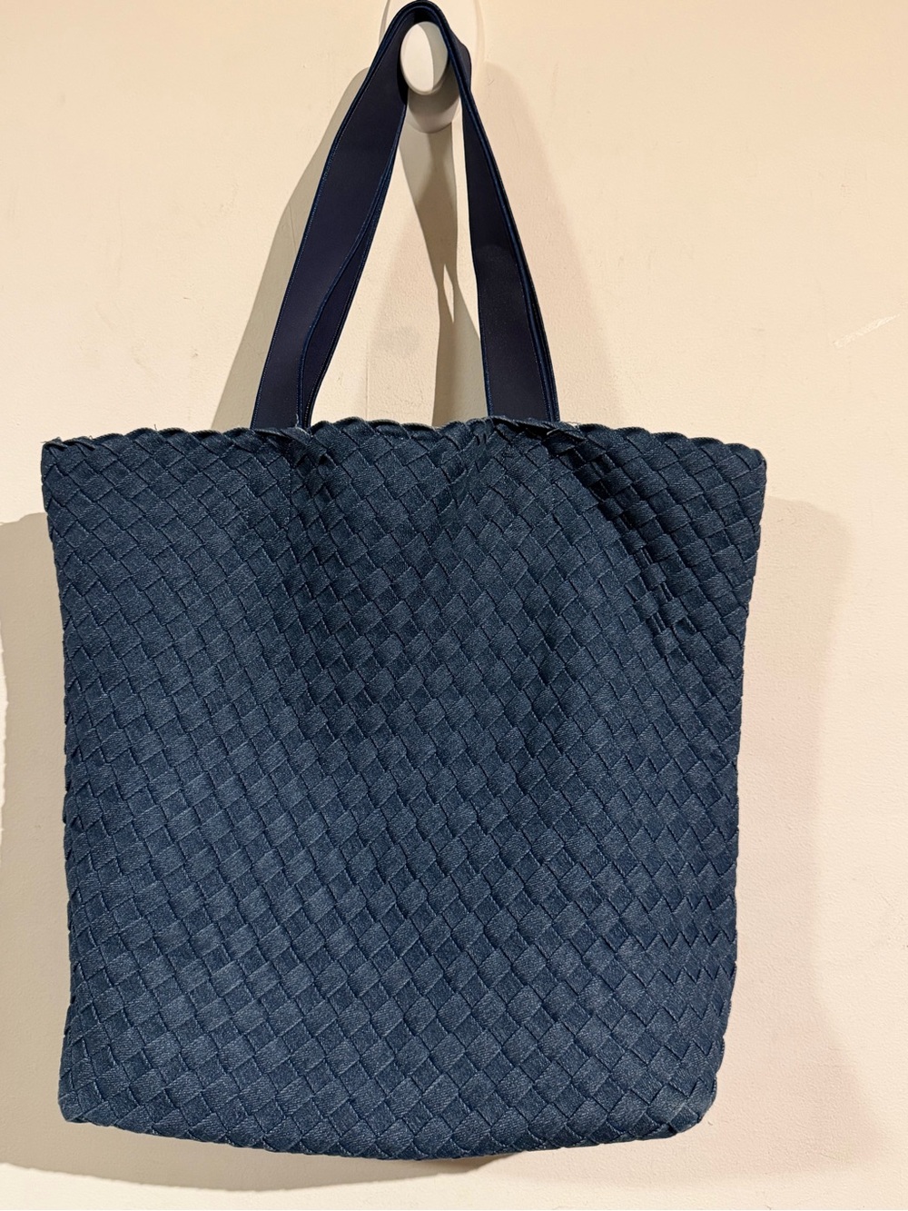 Naghedi Navy Woven Tote Bag